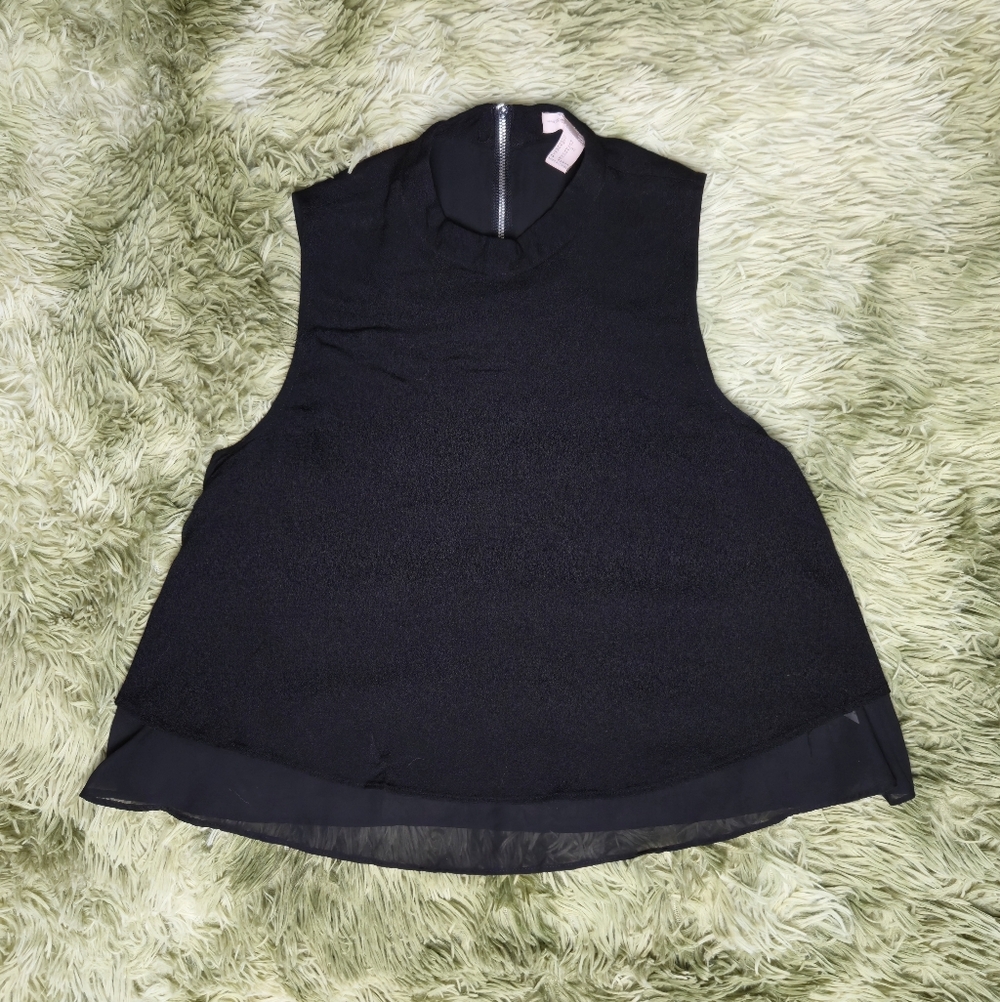forever 21 - black sleeveless blouse with chiffon double layer detail